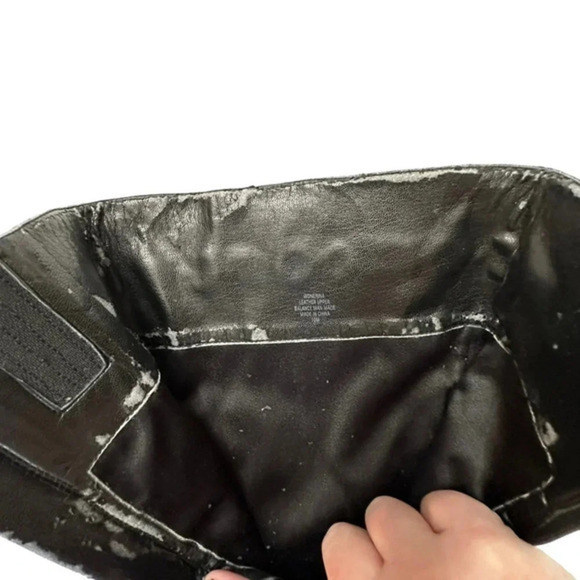 Guess Nerina 10M black suede silver studded 4.5" heeled boots w/ side zipper - Picture 9 of 10